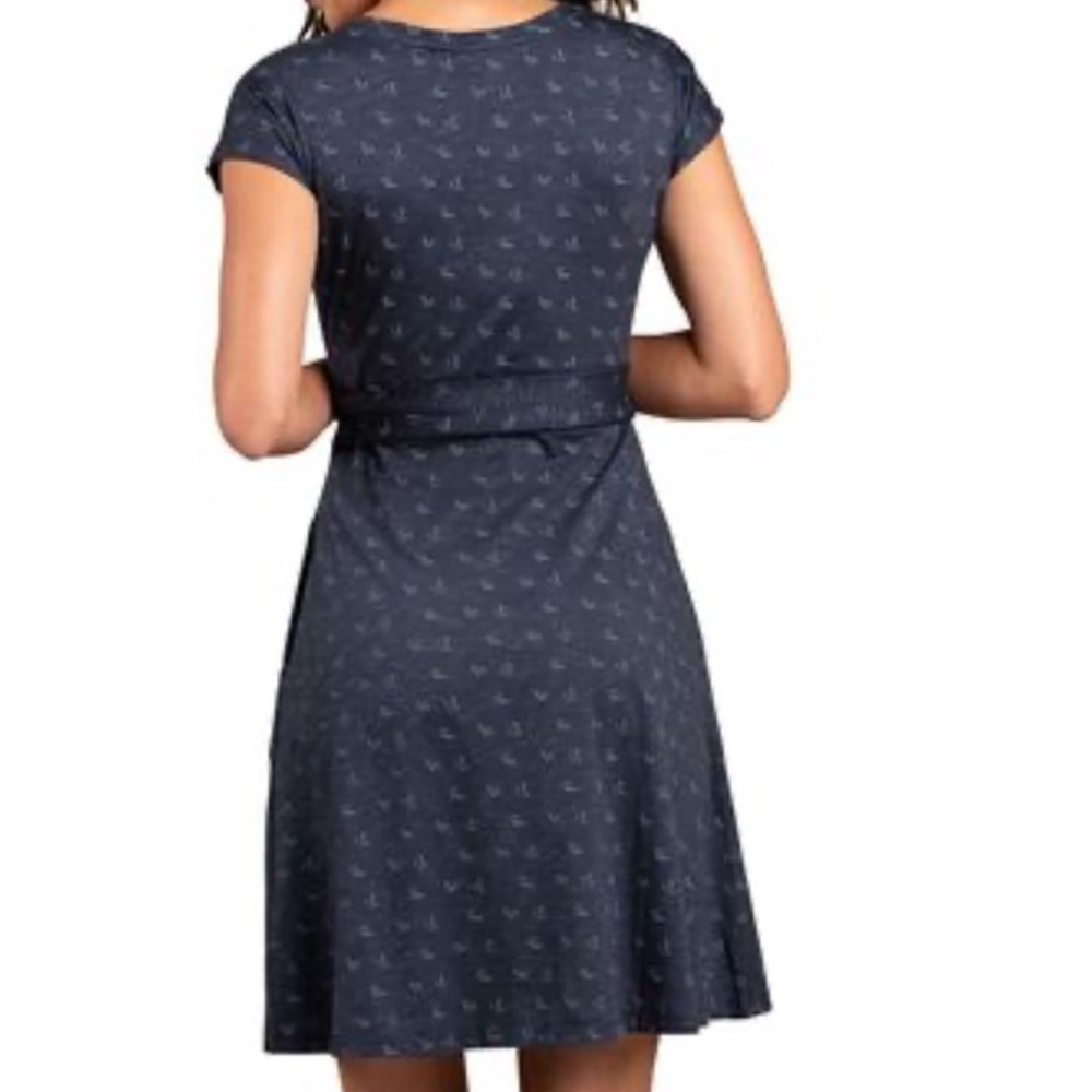Toad & Co Cue Wrap Short Sleeve Dress Blue Lightweight Floral Women’s S